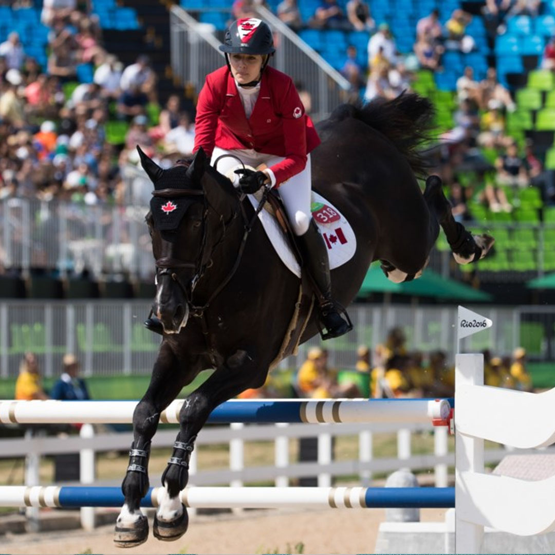 Tiffany Foster competes for Canada in equestrian jumping at the Rio Olympics with her horse Tripple X III